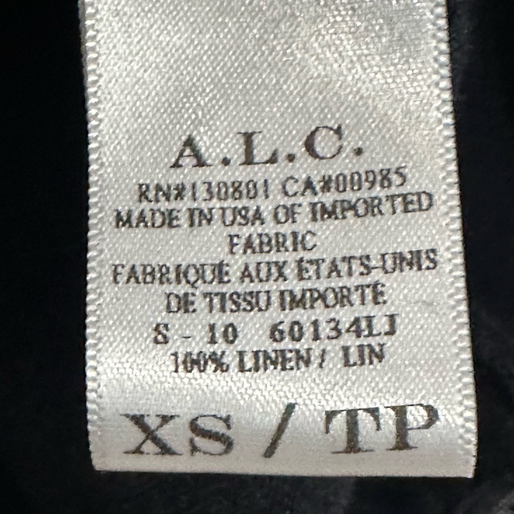 A.L.C. Black Linen Sheer Long Sleeve Dress XS Lined High Low Hem - Picture 7 of 7